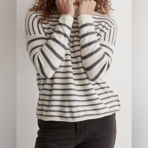Madewell Stripe-Play Mockneck Pullover Sweater - Antique Cream (Large)